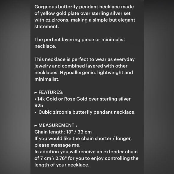 Dainty butterfly necklace - Picture 3 of 3